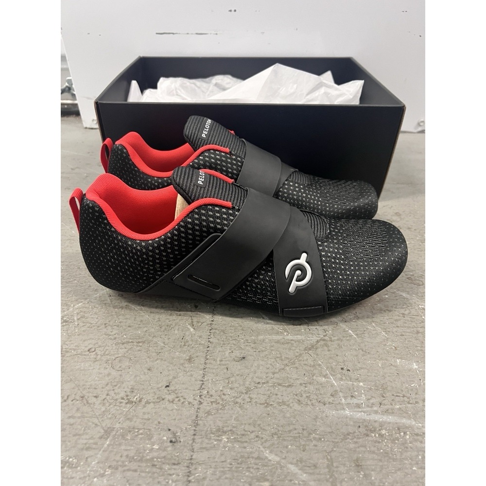 Peloton Altos Unisex Cycling Shoes Black Red US 9.5 SPD Road Bike Comfort Fit‎